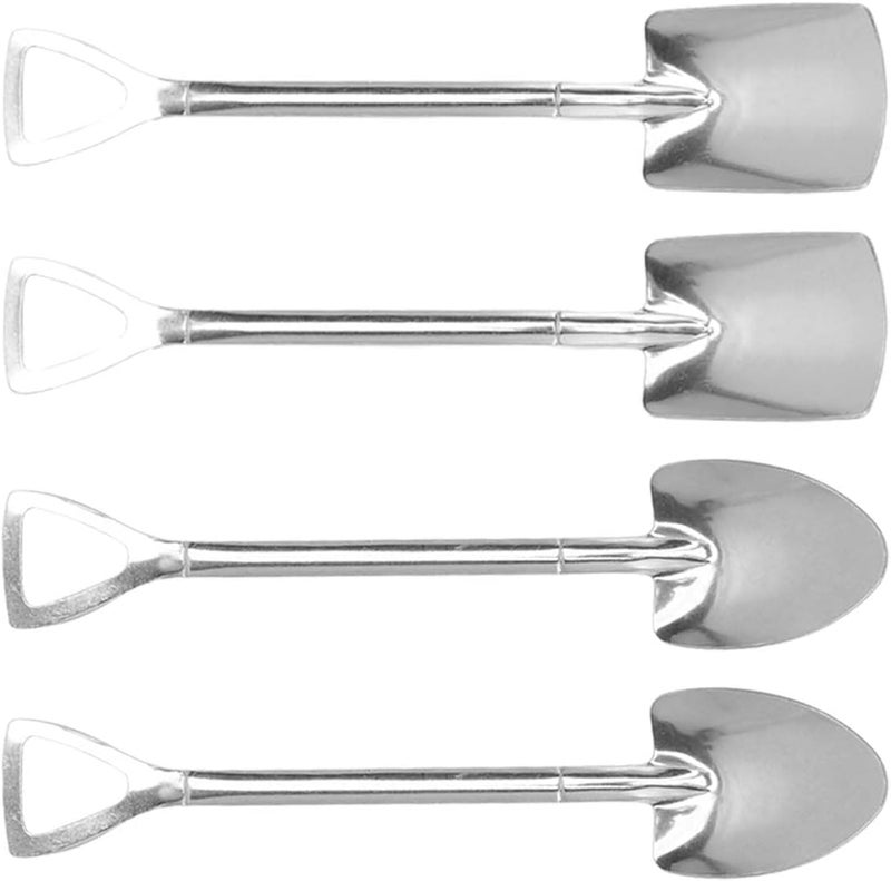 woobles Ice Cream Scoop Multifunction Portable Household Spoon Stainless Steel Dessert Spoon (2 Pointed Shovel 2 Quadrate Shovel) - Image 1